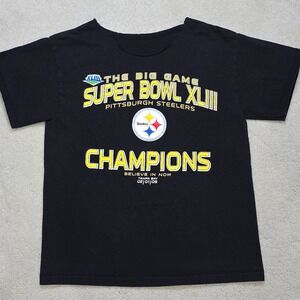 Pittsburgh Steelers Super Bowl XLIII Champions Black T Shirt Women's Medium
